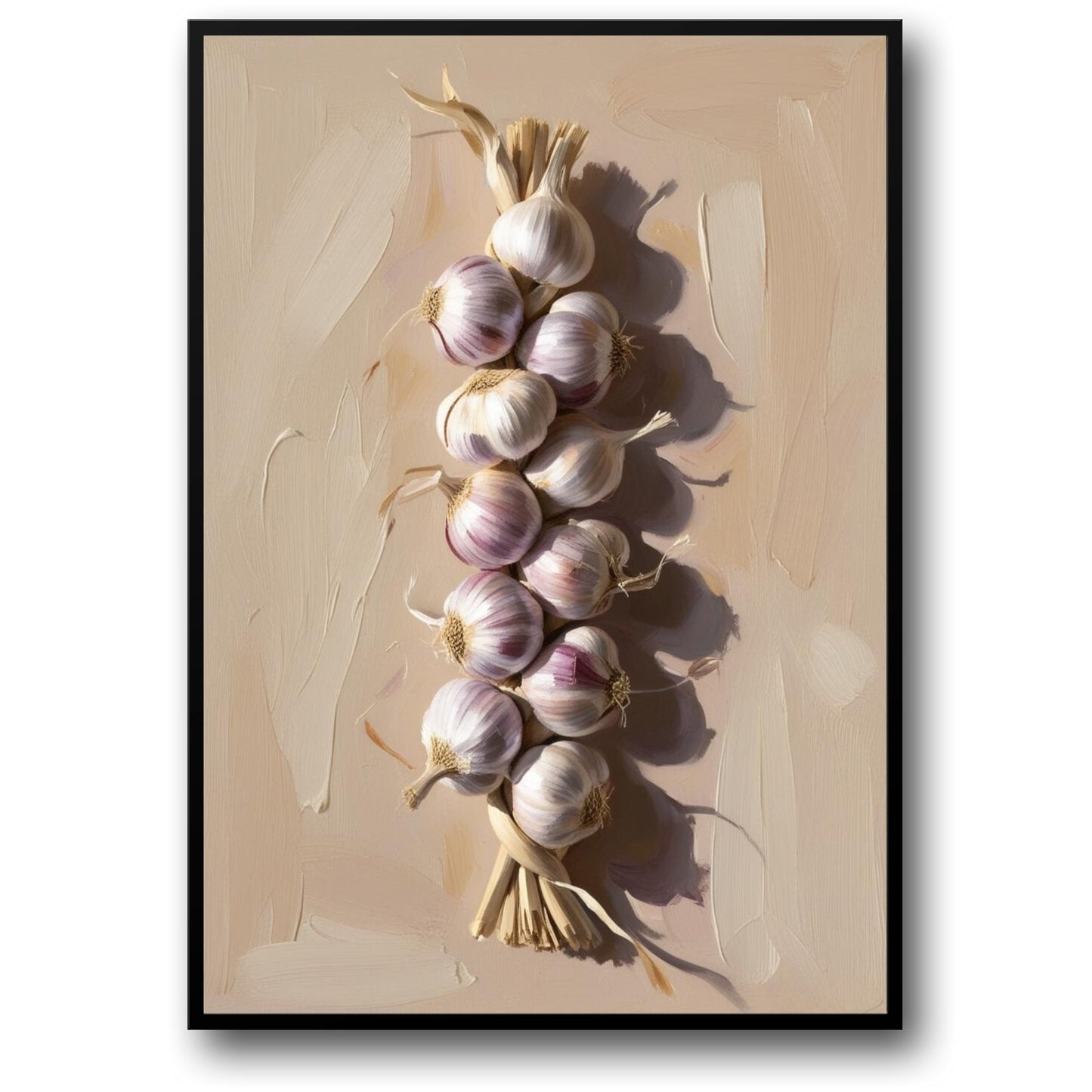 Garlic Braid Art Print | Vegetable Wall Decor | Rustic Kitchen Poster | Farmhouse Style Wall Art | Culinary Herb Decoration | Botanical Illustration