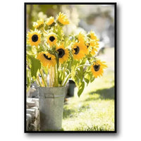 Rustikale Windmühlen- und Sonnenblumenszene