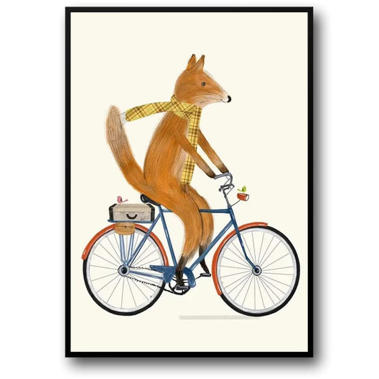 The Fox's Day Out | Whimsical Wheels | Magical Animated Adventure | Decorative Art Print Poster