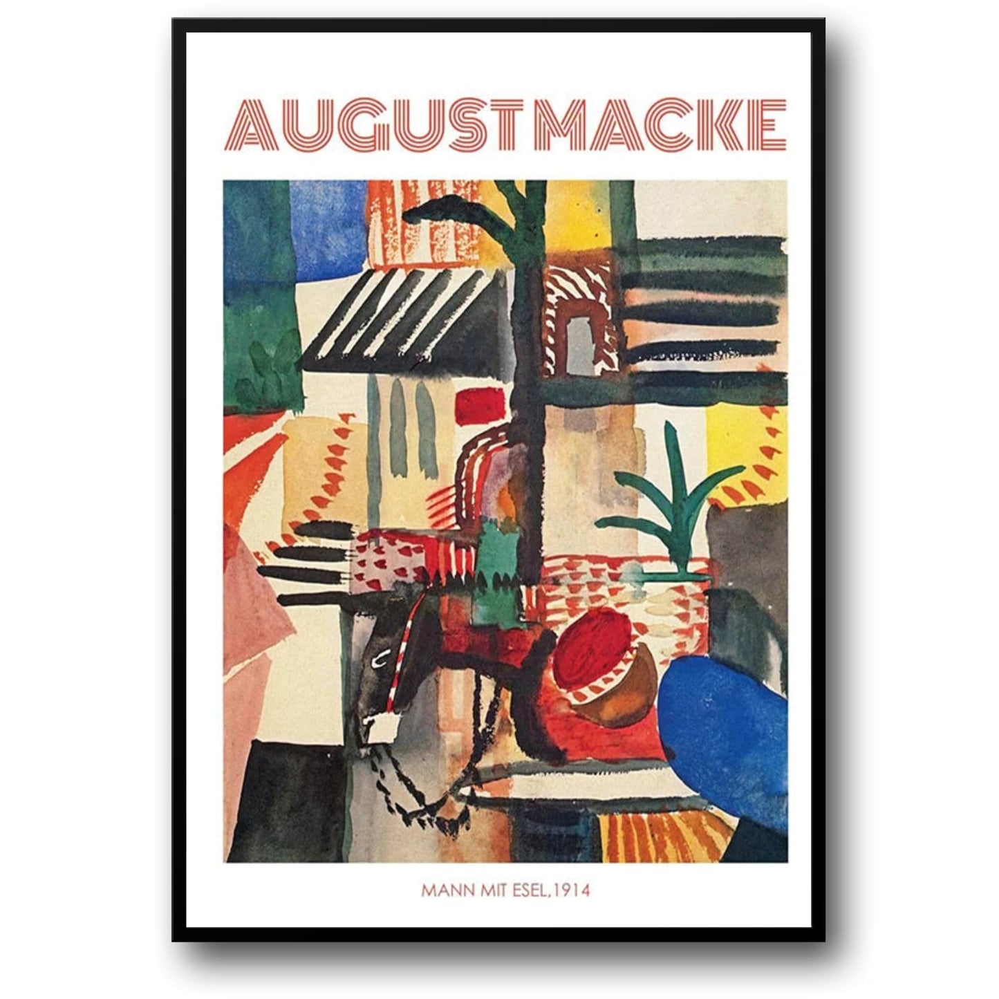 August Macke | Poster „Mann mit Esel“ von 1914 | Expressionistischer Vintage-Kunstdruck | Wanddekoration für Zuhause und Büro | Reproduktion klassischer Kunstwerke
