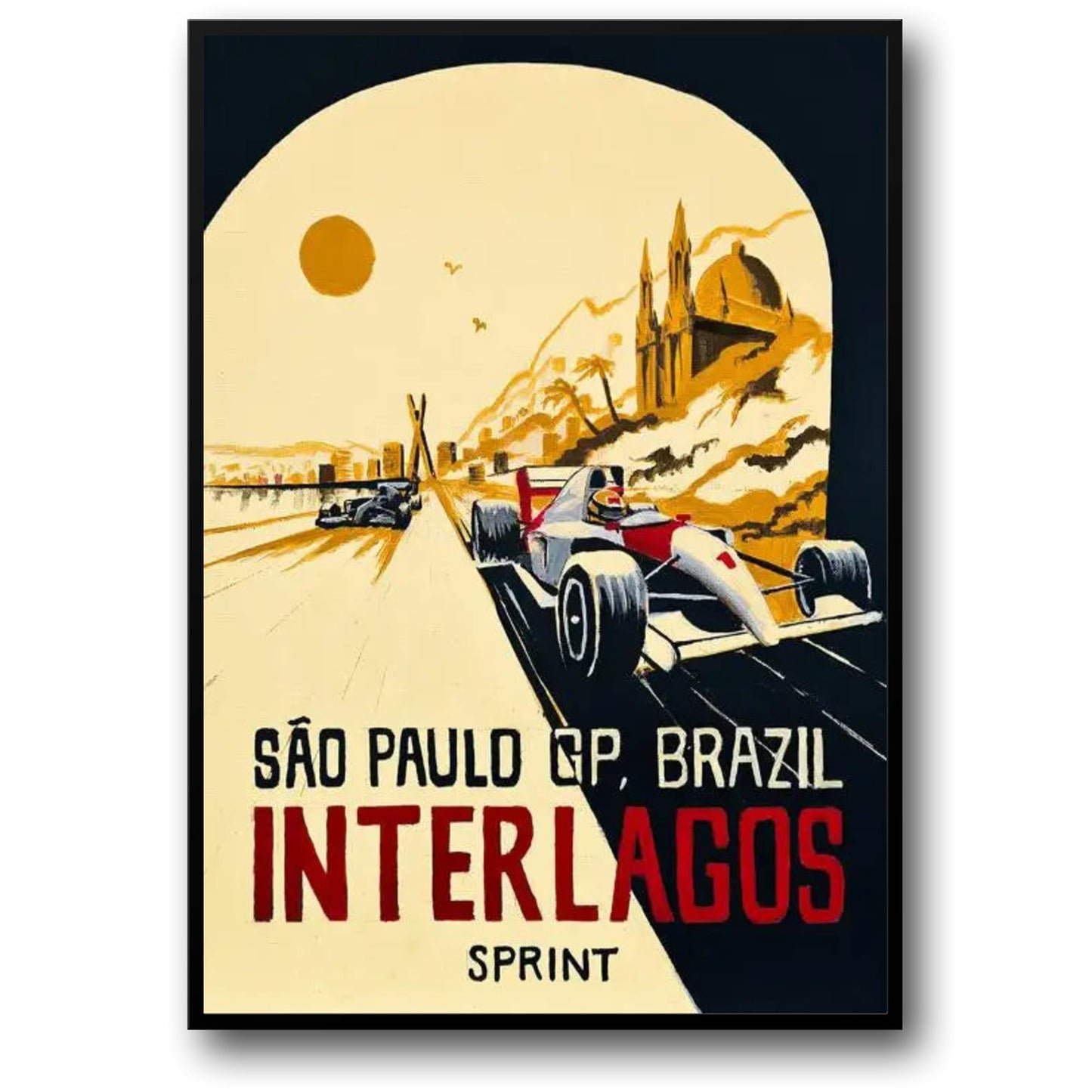 Interlagos Sprint Poster | GP von São Paulo | Formel-1-Renngeist | Brasilien-Rennstrecken-Kunst
