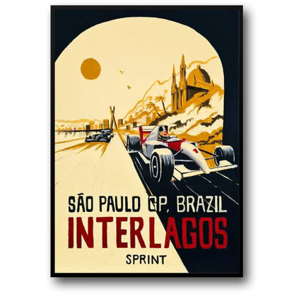 Interlagos Sprint Poster | GP von São Paulo | Formel-1-Renngeist | Brasilien-Rennstrecken-Kunst