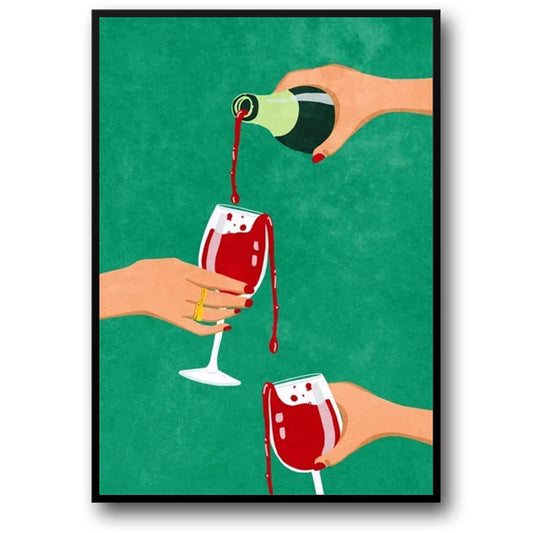 Lebendiges Wein-Pour-Poster | Festliche Kunst | Stilvolle Wanddekoration | Heimdekoration