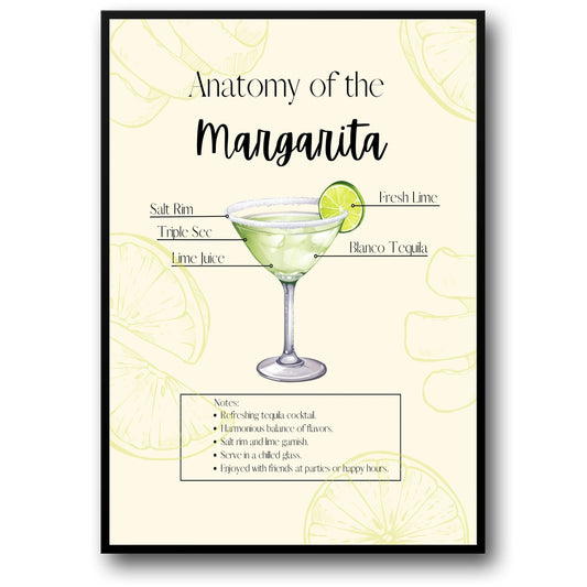 Anatomie der Margarita | Cocktailillustration | Mixologie-Kunst