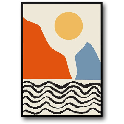 Abstrakte Berge im Stil von Mondrian | Rote und blaue Wellen