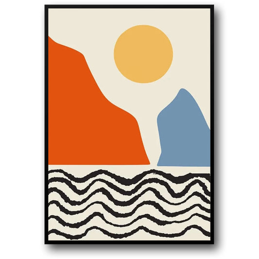 Abstrakte Berge im Stil von Mondrian | Rote und blaue Wellen