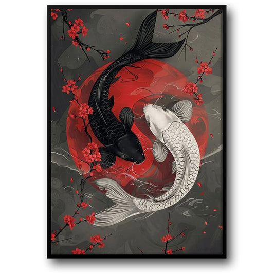 Japanse Koi Yin Yang | Ukiyo-e Stijl