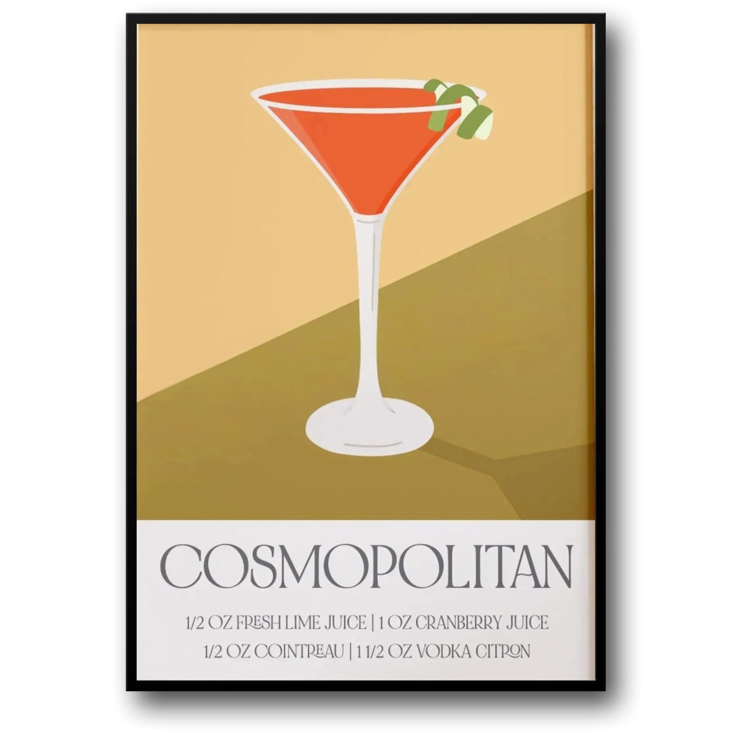 Cocktail Recipe Poster | Modern Cosmopolitan Art | Kitchen Decor | Bar Wall Art | Home Decor | Stylish Drink Recipe Poster | Beverage Artwork