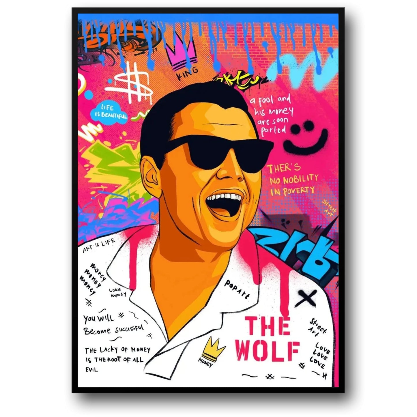 Poster „The Wolf of Wall Street“ | Kunstwerk von Leonardo DiCaprio | Leinwandbild | Filmdruck | Heimdekoration