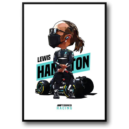 Cartoon Lewis Hamilton Helm | F1 Racing Kunst