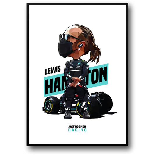 Cartoon Lewis Hamilton Helmet | F1 Racing Art