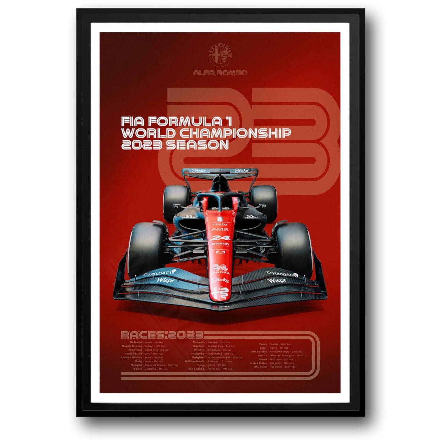 Alfa Romeo | Valtteri Bottas | Zhou Guanyu | Bold 2023 F1 World Championship Poster