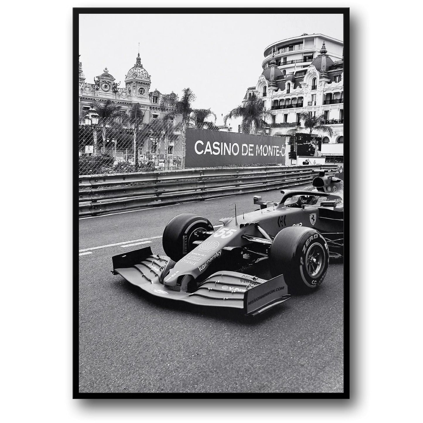 Schwarzweiß | Vintage F1 Monaco Rennen | Sportwagenfoto | Poster auf Leinwand | Wanddeko