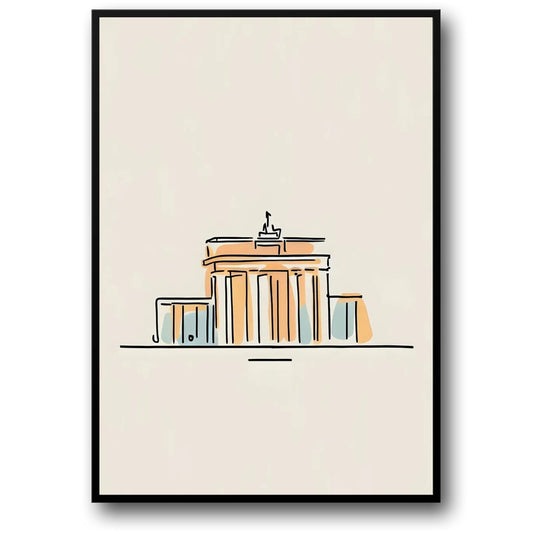 Minimalistisches Akropolis-Poster | Schlichte Linienkunst | Griechisches Wahrzeichen-Druck | Moderne Wohndekoration