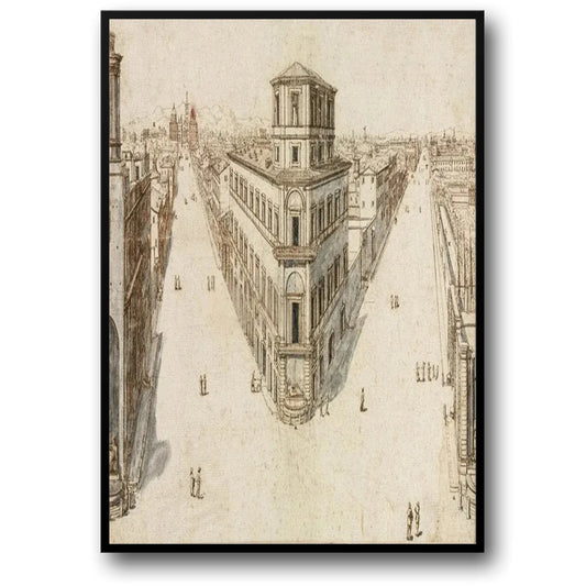 Perspective View of Renaissance Street | Celebrating Renaissance Urban Design | Mastery in Perspective Drawing | Exquisite Architecture Posters