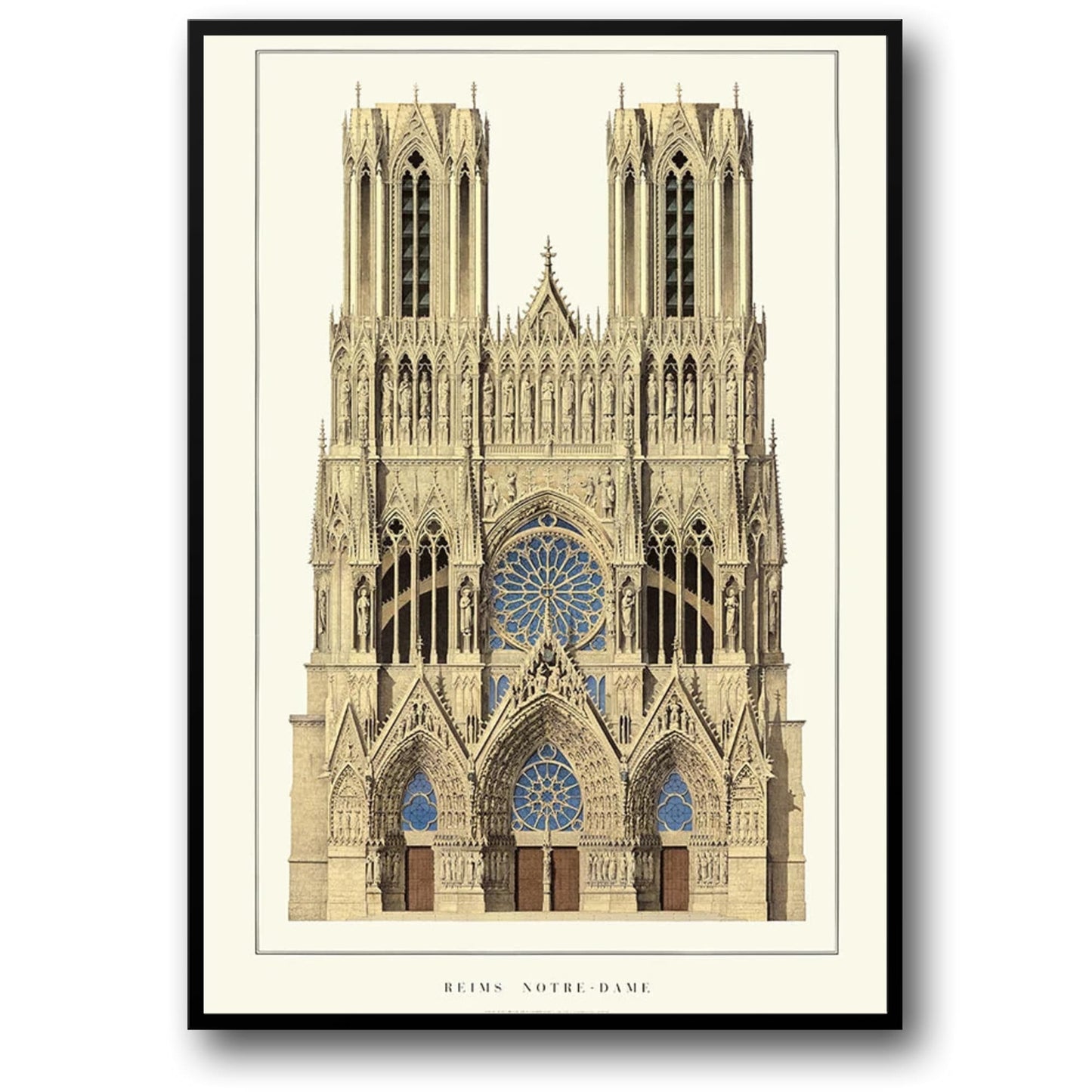 Kathedrale von Reims | Reims | Frankreich | Majestätische gotische Architektur | Französische religiöse Architektur | Poster mit historischen Gebäuden
