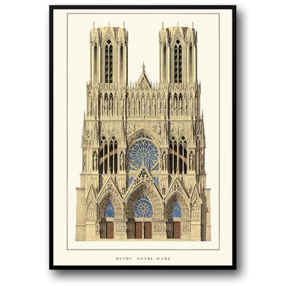Kathedrale von Reims | Reims | Frankreich | Majestätische gotische Architektur | Französische religiöse Architektur | Poster mit historischen Gebäuden