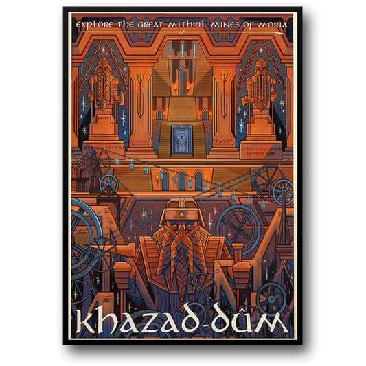 Khazad-dum Poster | Explore Khazad-dum: Journey to the Depths of the Dwarven City with this Vintage Inspired Fantasy Mine Poster  Perfect for Mythical Realm Admirers