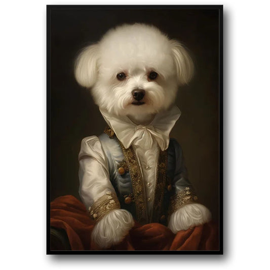 Baroque Aristocrat Poster | Bichon Frise Artwork | Rococo Style | Regal Dog Breed Portrait for Home Decor
