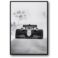 Poster | Schwarz-weißer Vintage F1 Monaco Rennsportwagen | Wandkunst Leinwandgemälde | Wohndekoration