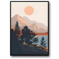 Illustriertes Berglandschafts-Set | Landschafts-Duo