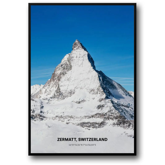 Matterhorn-Poster | Ikonische Winteransicht | Zermatt, Schweiz | Malerische Berglandschaftskunst | Winterliche Ruhe | Wohndekor-Wandkunst