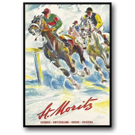 St. Moritz Wintersport | Vintage Ski & Paardrijden Scene