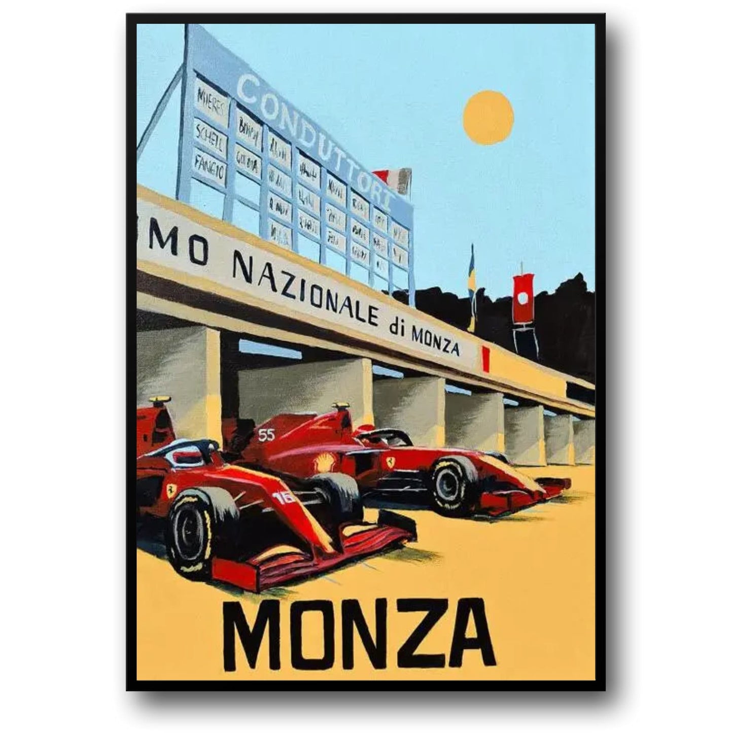 Monza-Poster | Spüren Sie die Leidenschaft und Geschwindigkeit des Formel-1-Rennens | Wohndekor | Wandkunst | Motorsport-Enthusiasten | Leuchtende Farben | Rennstrecken-Design