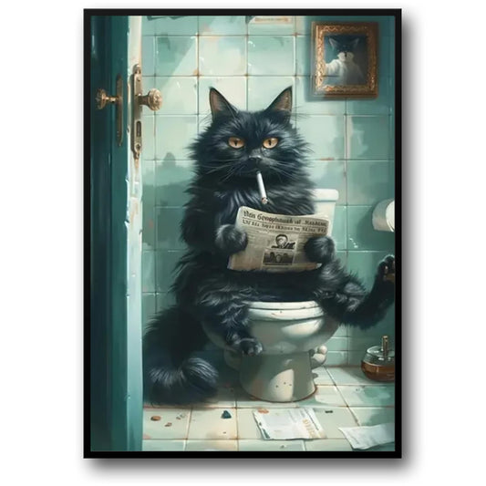 Zwarte Kat | Kitten Die Leest | Retro Kunst Quote