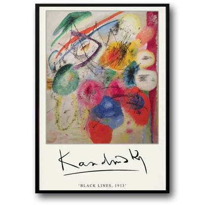 Schwarze Linien | Wassily Kandinsky | 1913 | Vintage-Kunstausstellungsplakat