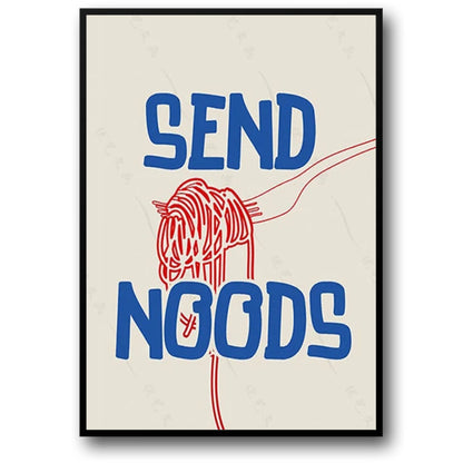 Vintage Keuken | Stuur Noodles | Retro Voedsel Kunst