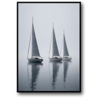 Drei Segelboote | Nautisches Ozean-Thema