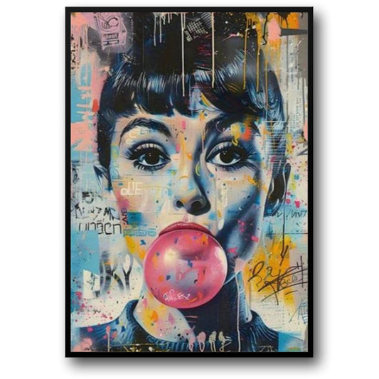 Kaugummi-Frau | Lebendige Pop-Art