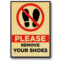 Vintage-Eingangswarnung | Retro-Schild „Schuhe ausziehen“