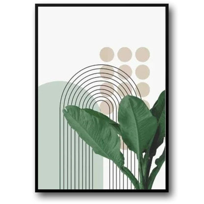 Modern Botanical Harmony Poster | Geometric Floral Art Print | Decorative Wall Art for Home & Garden