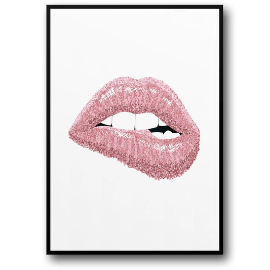 Pinkfarbene, glänzende Lippen | Glamouröse, moderne Kunst | Lebendig & Ausdrucksstark