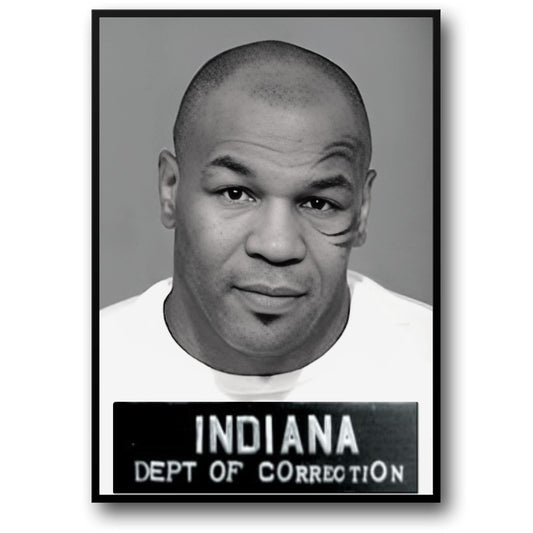 Mike Tyson Mugshot | Retro | Zwart & Wit Bokskampioen