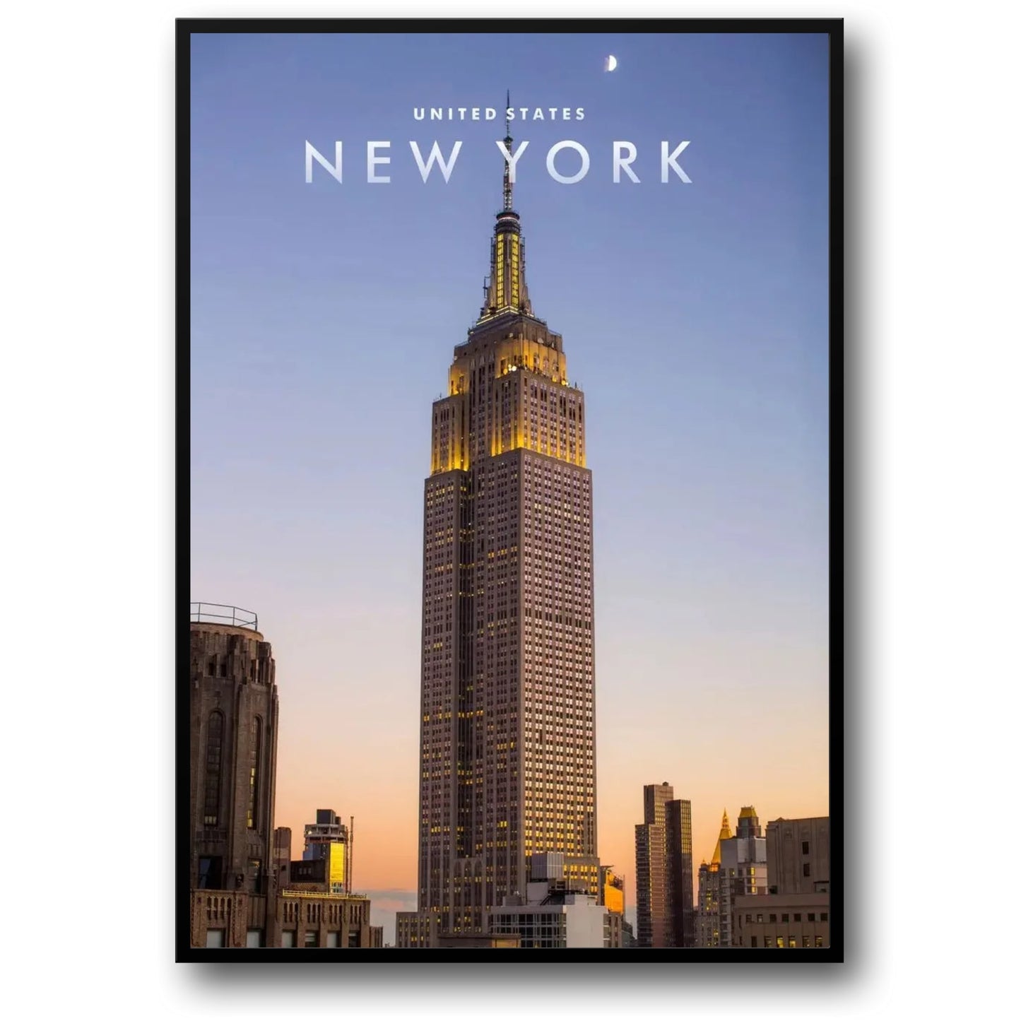Empire State Building Poster | Dusk Skyline | New York City | Iconic Landmark | United States | Scenic Artwork