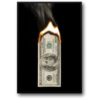 Kunst mit brennendem Geld | Hundert-Dollar-Schein in Flammen