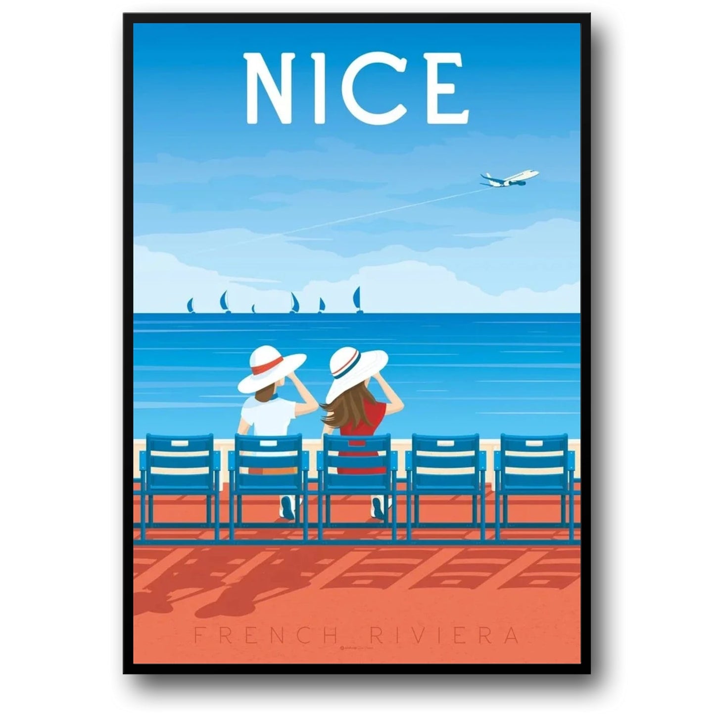 Iconic Destinations Poster | The Beauty of the Sea in Nice France | Coastal Ocean View Artwork | Travel Landscape Wall Art