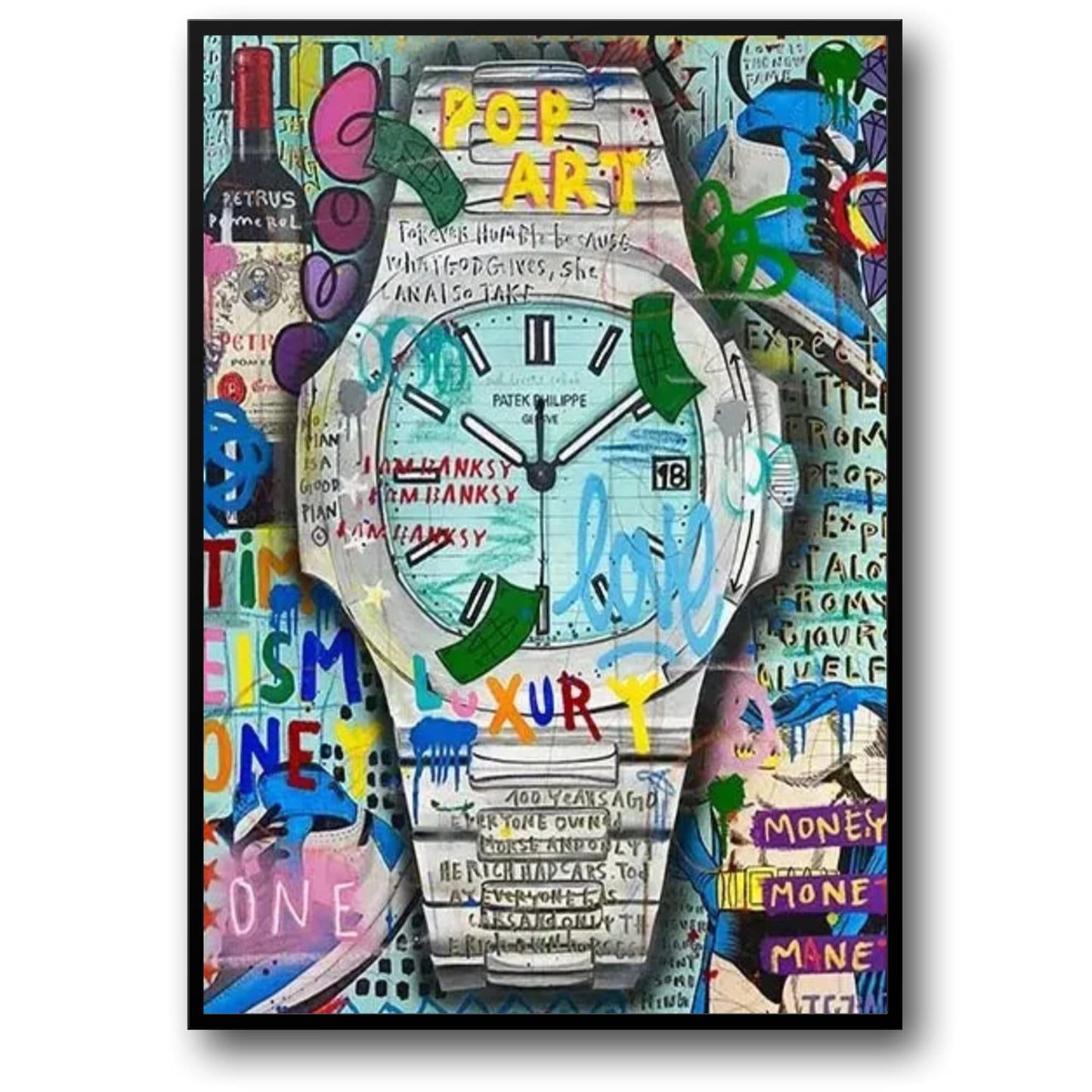 Graffiti Timepiece Poster | Inspired by Patek Philippe Nautilus | Tiffany & Co Artwork | Unique Home Decor Wall Art