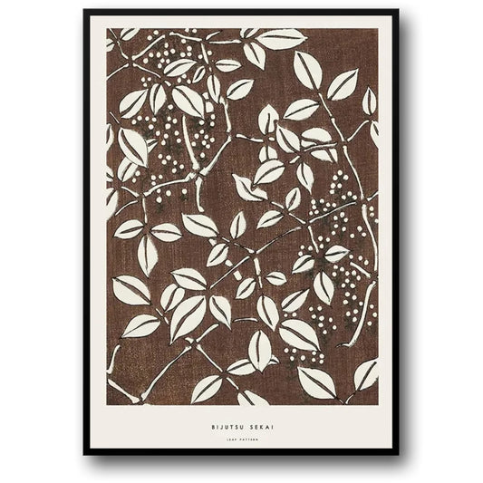 Bijutsu Sekai | Leaf Pattern | Ukiyo-e Style Poster | Japanese Art Print | Wall Decor