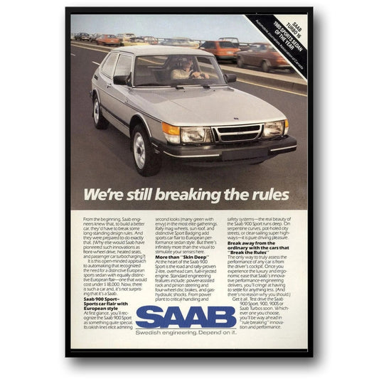 Saab 900 Sport | Vintage Saab | Mit dem Saab 900 Sport die Regeln brechen | Saab Innovation Poster