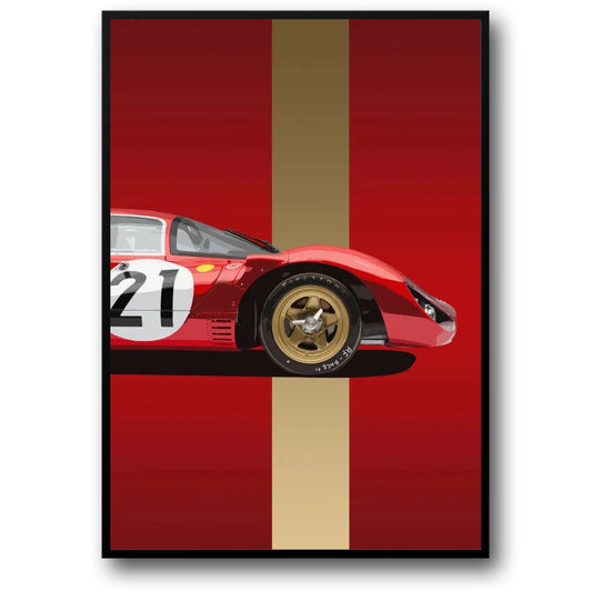 Ferrari 512S | Vintage Racing Poster | Ferrari 512S in Vibrant Racing Stripes | Iconic 70's Racing Posters