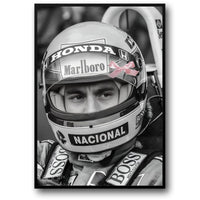 Ayrton Senna Poster | Kunstdruck der F1-Rennikone | Wanddekoration für Zuhause und Bar | Wohnzimmer- und Café-Dekor | Senna-Tribut