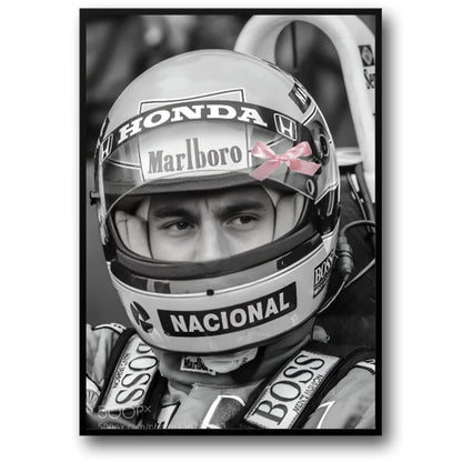 Ayrton Senna Poster | Kunstdruck der F1-Rennikone | Wanddekoration für Zuhause und Bar | Wohnzimmer- und Café-Dekor | Senna-Tribut