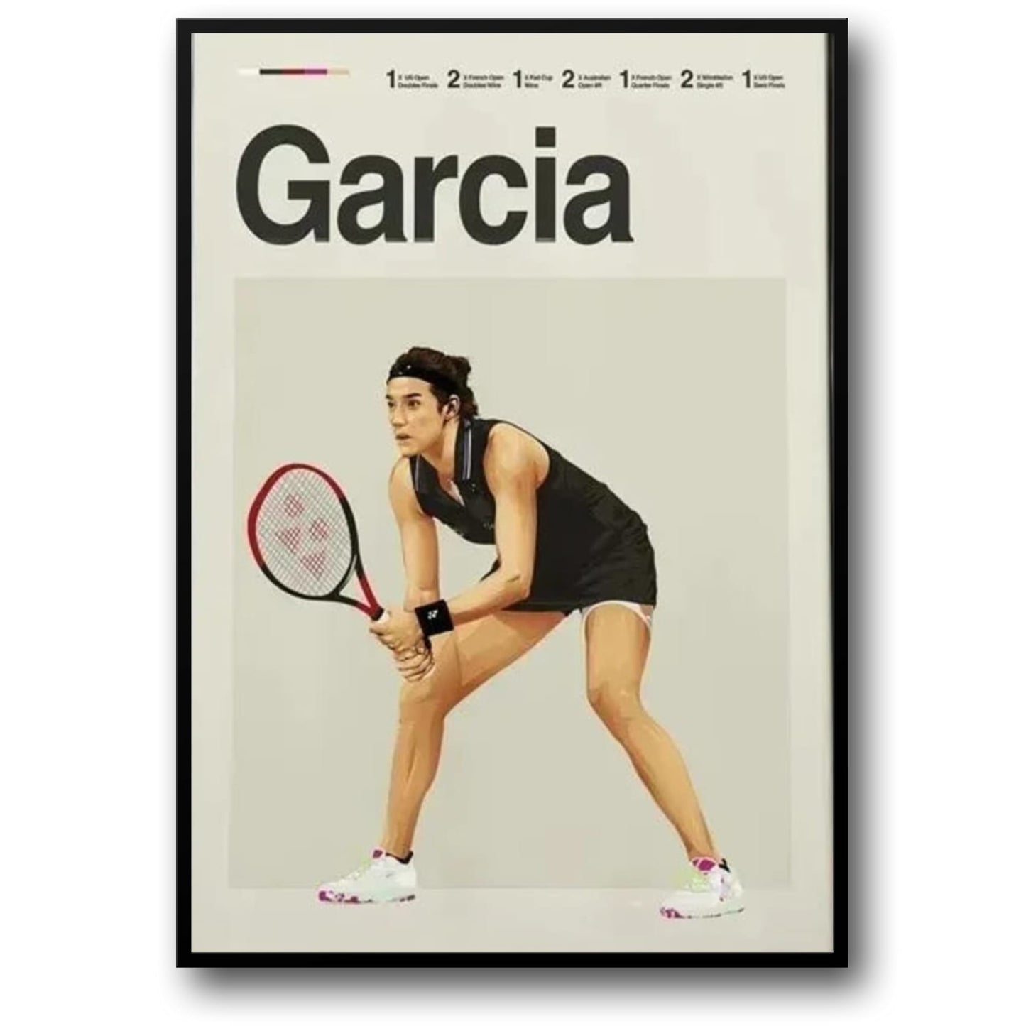 Legends Of Tennis Poster | Caroline Garcia | Modern Aesthetic Tennis Art | Wall Decor | Home & Garden Decor