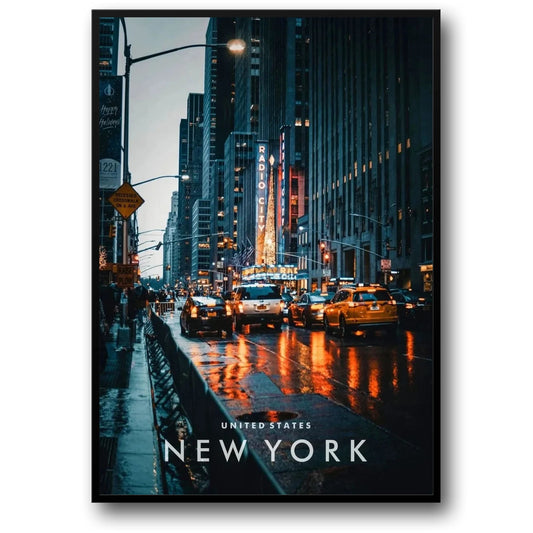 Poster der Radio City Music Hall | Wahrzeichen von New York | Straßenszene | Lichter der Stadt | Wandkunst-Dekor