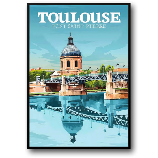 Pont Saint Pierre Poster | Historic French Cityscape | Toulouse Landmark Artwork | Home Decor