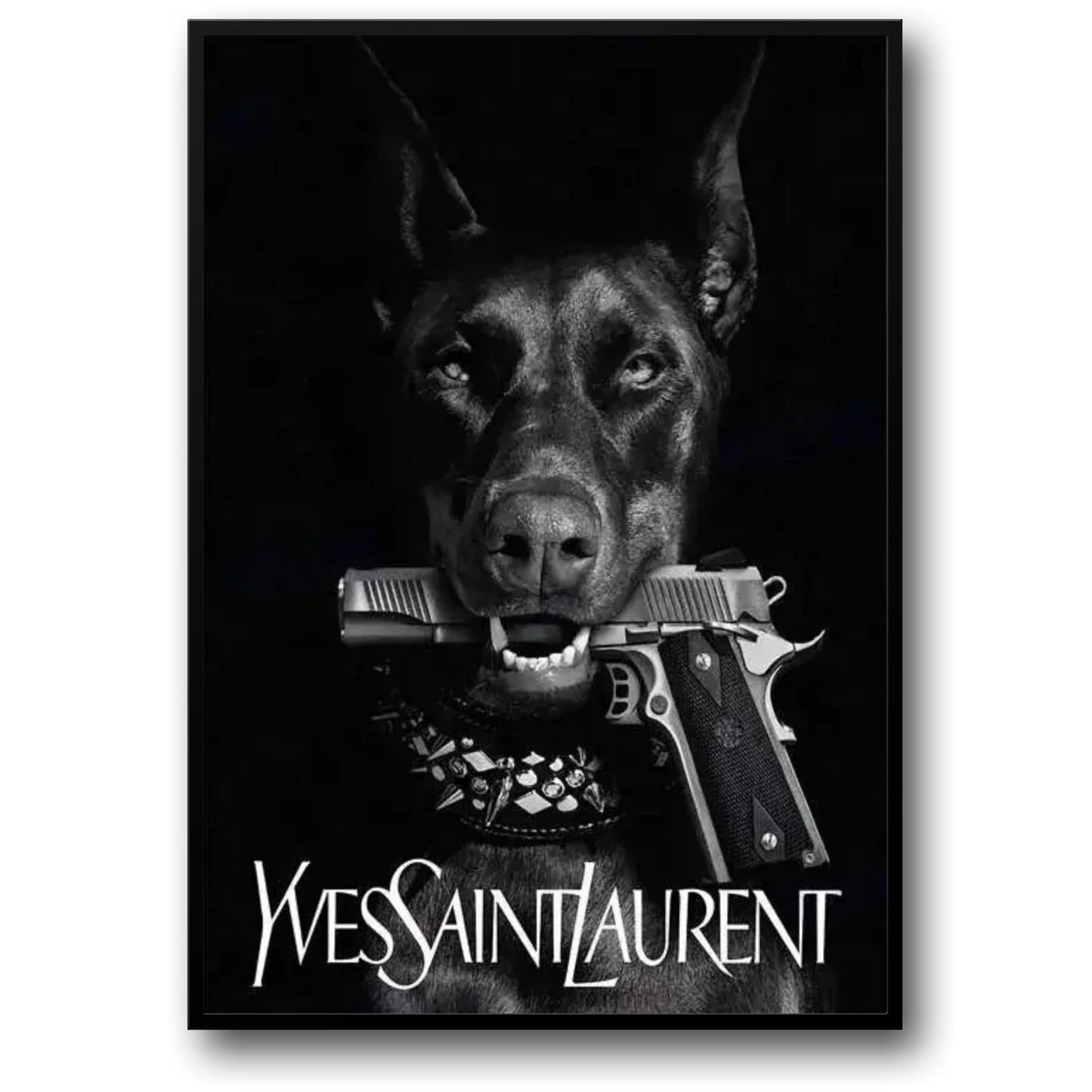 Yves Saint Laurent | Dobermann-Kunst | Pariser Skyline